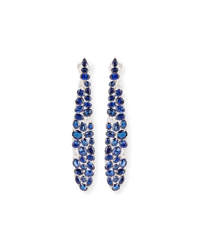 Sutra Elongated Blue Sapphire & Diamond Earrings