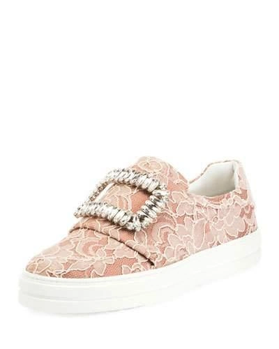 Roger Vivier Sneaky Viv Strass Platform Sneaker, Nude