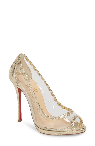 Christian Louboutin Hargaret Transparent Red Sole Pump, Platine