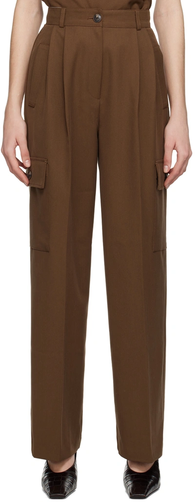 The Frankie Shop Maesa Straight-leg High-rise Stretch-woven Trousers In Brown