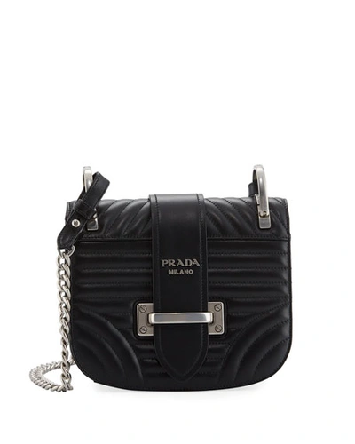 Prada Impunture Cahier Quilted Small Shoulder Bag In Black