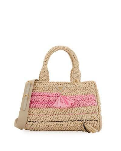 large prada raffia tote