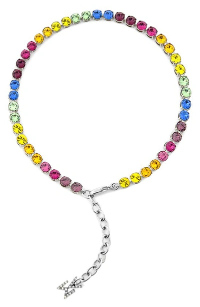 Amina Muaddi Tennis Anklet In Candy Rainbow/silver