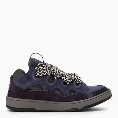 Lanvin Raisin Leather Curb Trainers In Blue