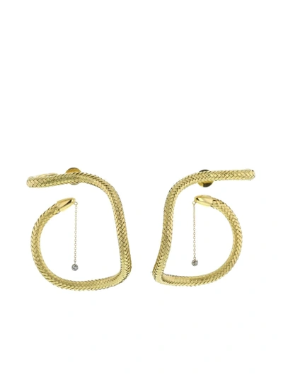 Pre-owned Hstern  Yellow Gold Drop Diamond Earrings