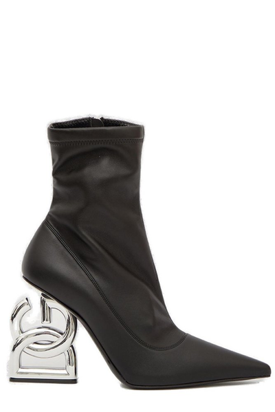 Dolce & Gabbana Dg Pop Leather Ankle Boots In Black