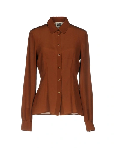 Fausto Puglisi Silk Shirts & Blouses In Brown