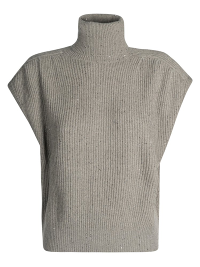 Brunello Cucinelli Turtleneck Ribbed Tank Top In Default Title