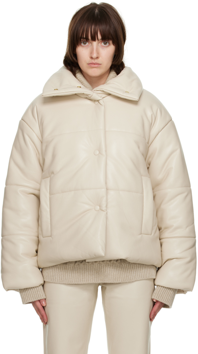 Nanushka Hide Cream Padded Faux Leather Jacket In White