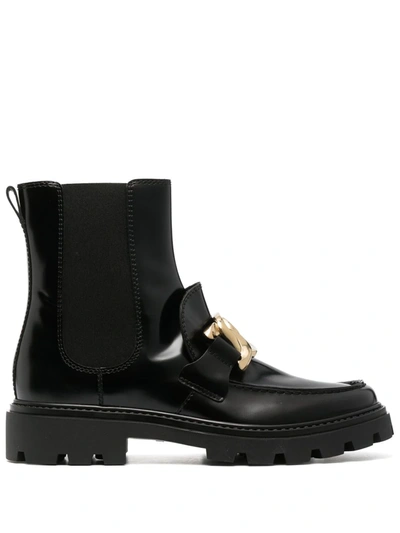 Tod's Chain-link Detail Boots In Black