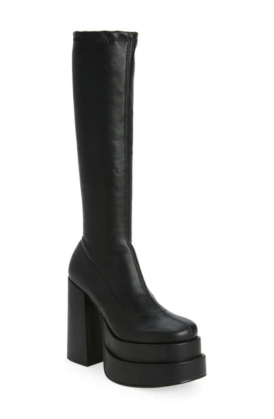 Steve Madden Cypress Knee-high Faux Leather Boots In Black