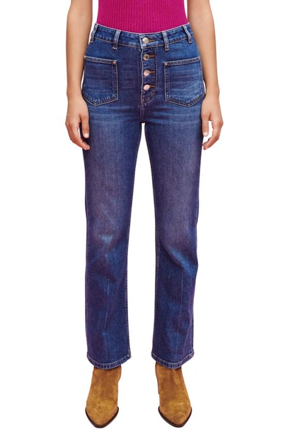 Maje Passiony High Rise Straight Jeans In Blue