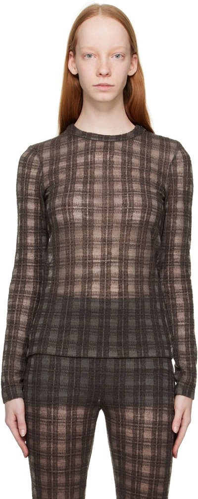 Elleme Brown Check Pattern Knit Top