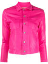 L Agence Janelle Slim Coated Denim Jacket In Magenta Coated