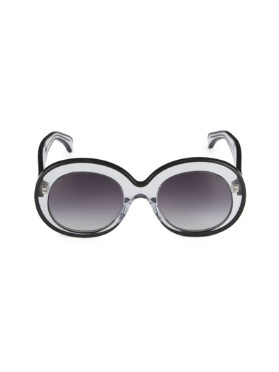 Alaïa Clear Contrasting Round Acetate Sunglasses In Crystal