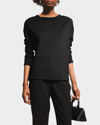 Majestic French Terry Semi Relaxed Top In Black