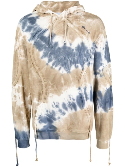 Bluemarble Tie-dye Brand-embroidered Cotton-jersey Hoody In Multicolor