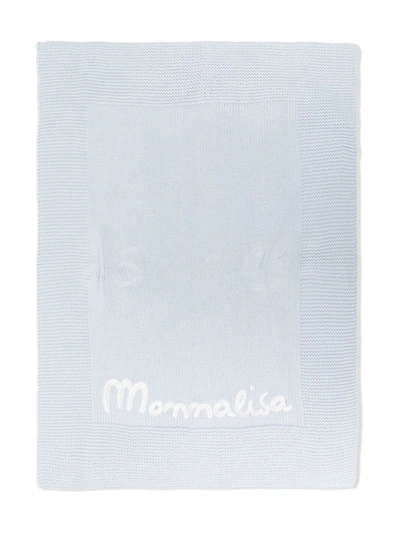 Monnalisa Embroidered-logo Detail Blanket In Blue