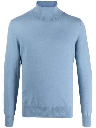 Allude Roll-neck Fine-knit Jumper In Blue