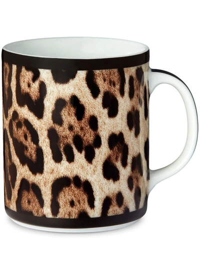 Dolce & Gabbana Leopard-print Porcelain Mug In Brown