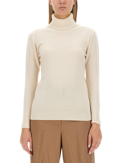 Fabiana Filippi Turtleneck Sweater In Cashmere Wool And Silk In Ivory