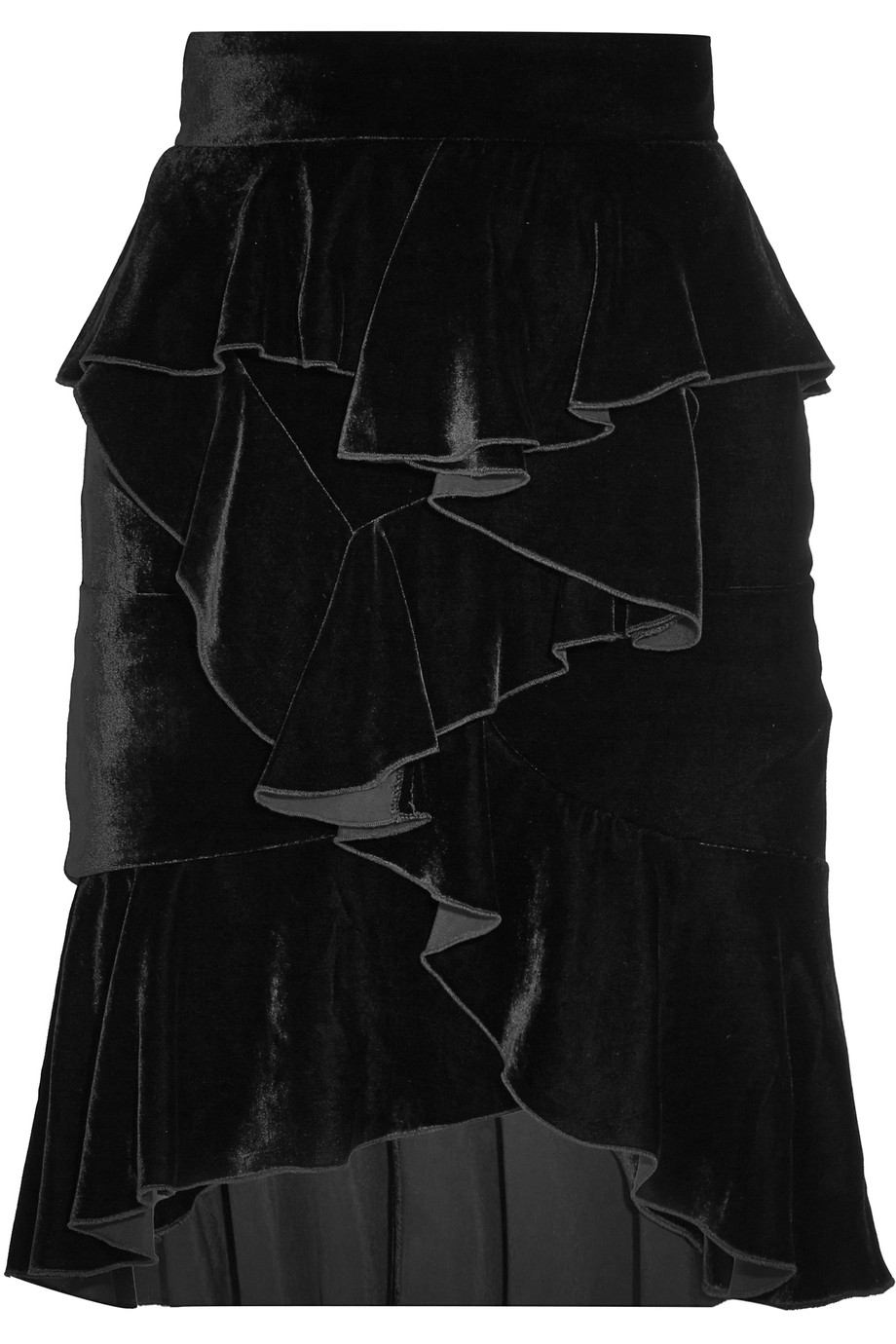 Balmain Ruffled Velvet Mini Skirt | ModeSens
