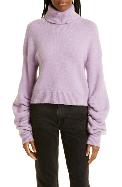 A.l.c Taryn Wool Turtleneck Sweater With Ruched Sleeves In Purple-lt