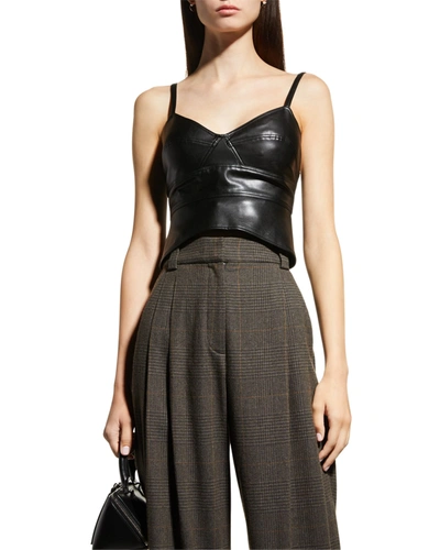 A.l.c Gweneth Faux-leather Bustier Top In Black