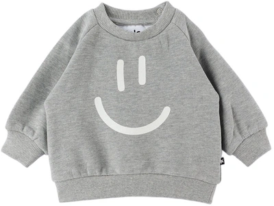 Molo Kid's Disc Sweatshirt With Smiley In Grey