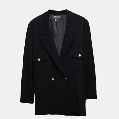 $6120 NEW Chanel SUIT Blue JACKET + SKIRT Blazer Coat Black CC Buttons  Chain 40
