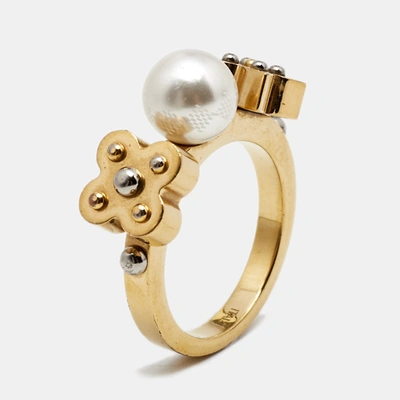 Monogram ring in yellow gold with pearls - Louis Vuitton