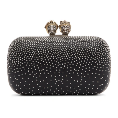 Alexander Mcqueen Queen And King Studded Box Clutch In Black