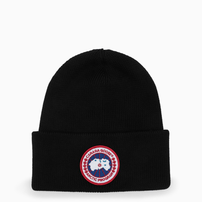 Canada Goose Arctic Logo Patch Wool Beanie In Black
