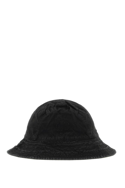 C.p. Company Embroidered-logo Bucket Hat In Black
