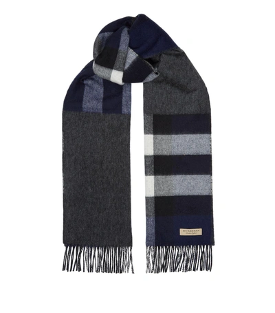 Burberry Reversible Colour-block Cashmere Scarf In Blue