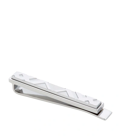 Burberry Embossed Check Tie Bar In Silver