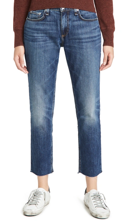 Rag & Bone Dre Low-rise Slim Ankle Boyfriend Jeans In Blue