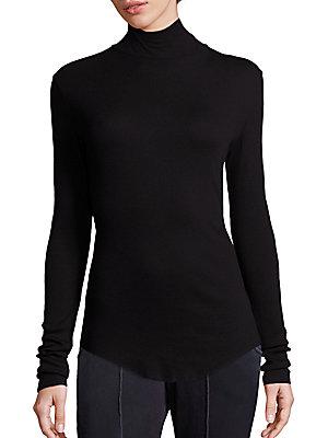 Cotton Citizen Ribbed Supima Cotton Blend Turtleneck Sweater In Jet ...