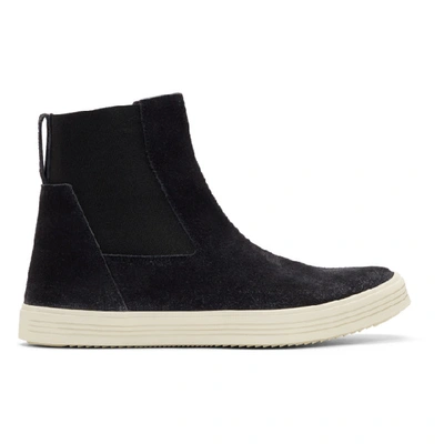 Rick Owens Black And Off-white Suede Mastodon Elastic Boots In 591 Blk Mil