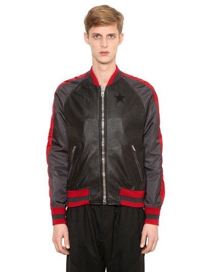 Givenchy Slim-fit Appliquéd Leather And Satin Bomber Jacket In Black ...