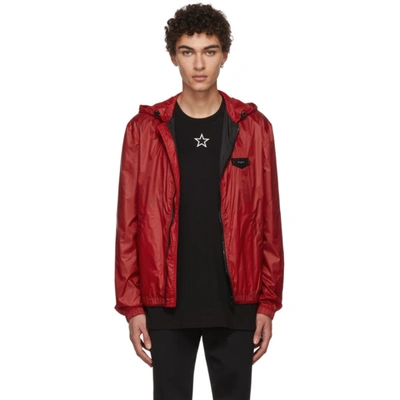 Givenchy Nylon Windbreaker With Logo Patch In Red