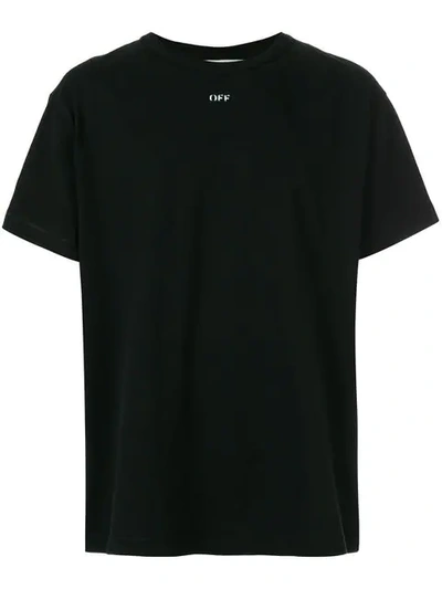 Off-white Logo-embroidered Crew-neck Cotton T-shirt In Black Multi