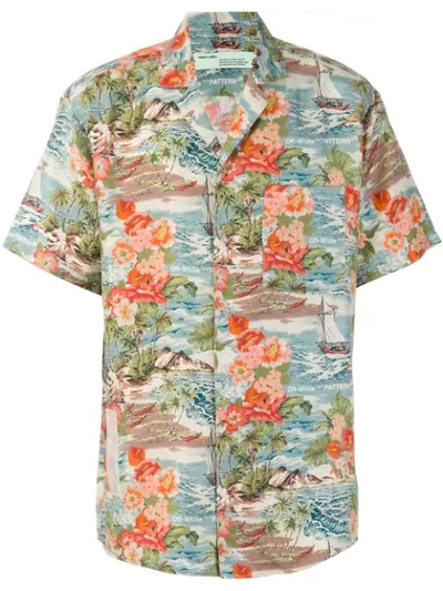 Off-white Hawaiin Print Silk Button-down Shirt In Multicolor