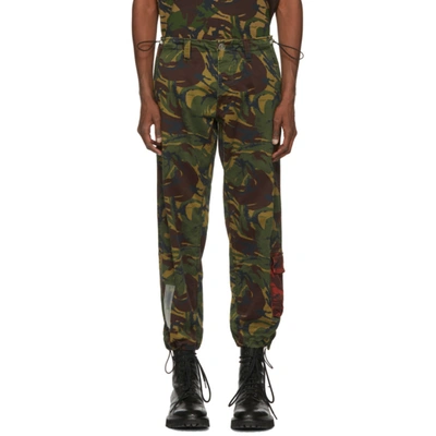 Off-white Multicolor Camouflage Chino Trousers In Green