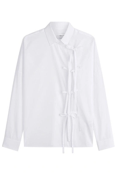 Maison Margiela Cotton Shirt With Self-tie Detail In White
