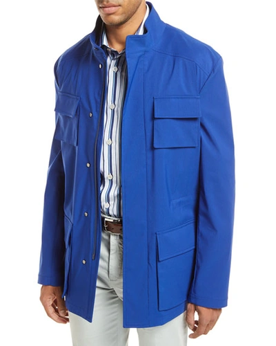 Kiton Safari Four-pocket Coat, Blue