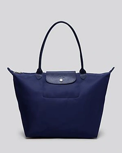 Longchamp Le Pliage Neo Large Nylon Tote In Navy/silver