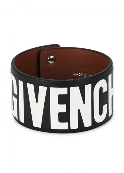 Givenchy Logo-print Leather Bracelet In Black