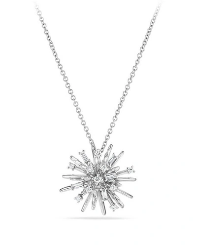David Yurman Supernova Small Pendant Necklace With Diamonds In 18k White Gold