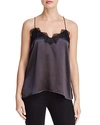 Cami Nyc Lace-trimmed Racerback Silk Top In Charcoal